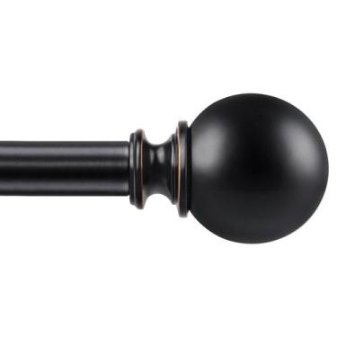 Imagem de Varão de cortina KAMANINA 81-213 cm de metal preto com acabamentos red