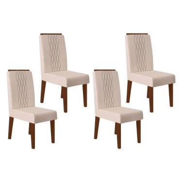 Imagem de Cadeira Sala De Jantar Lia Kit 4 Un Freijo-linho Neve - Dj Móveis