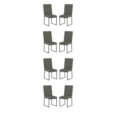 Imagem de Kit 8 Cadeiras Para Mesa De Jantar Base Industrial Preto Balaqui Cinza