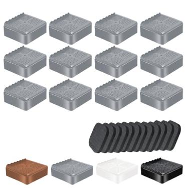 Imagem de Elevadores de móveis para cama resistentes de 2,5 cm, 5 cm, 7,6 cm, 10 cm, em forma de L, ajustável, elevador de cama, para pernas de mesa, sofá, poltrona, geladeira, máquina de lavar (2,5 cm, cinza