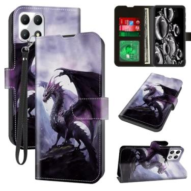 Imagem de ACWDMKH Capa para celular REVVL 7 5G, capa para celular T-Mobile Revvl 7 5G/T-Phone 2 5G, carteira com suporte para cartão e alça de pulso, capa protetora magnética à prova de choque, dragão roxo