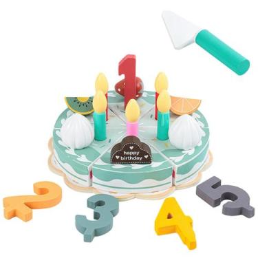 Imagem de Conjunto de comida de madeira para bolo de aniversário Play MIKNEKE pa