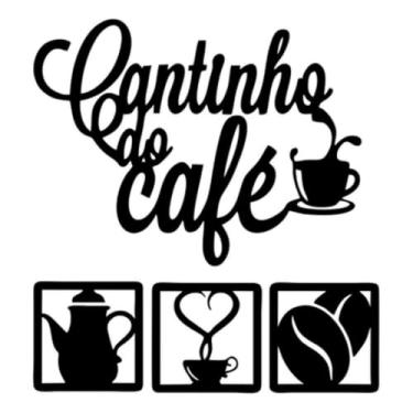 Imagem de Placa Frase Decorativa Cantinho do Café Aplique Mdf