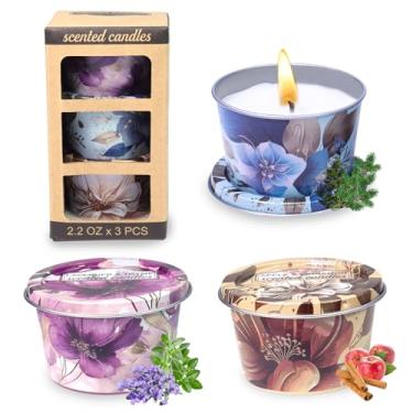 Imagem de Velas perfumadas de lavanda tomilho/maçã, canela/cedro bálsamo - 8% óleo essencial, velas de cera de soja de longa duração, alívio de estresse sem fumaça e auxílio ao sono com embalagem vintage (3