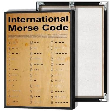 Imagem de Pôster de código morse internacional vintage arte de parede em tela do alfabeto fonético morse retrô 1800 para amantes militares pinturas para sala de estar quarto apartamento decoração de parede 30,5