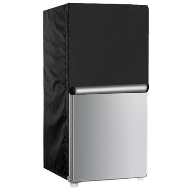 Imagem de Capa de geladeira externa, tecido Oxford impermeável prateado, à prova de poeira e à prova de sol para mini geladeiras, móveis e equipamentos de laboratório, preta, 23 x 23 x 143 cm