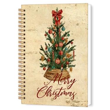 Imagem de TWRVI Caderno espiral vintage, árvore de Natal, árvore de Natal, caderno pautado na faculdade, material escolar, cadernos retrô de Natal, 14 x 21 cm, 164 páginas