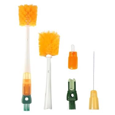 Imagem de Limpador de escova de garrafa, escovas de garrafa de água para limpeza, limpador de escova de palha, limpadores extralongos, escova de limpeza de garrafa 5 em 1 para cafeteira, copos de vidro
