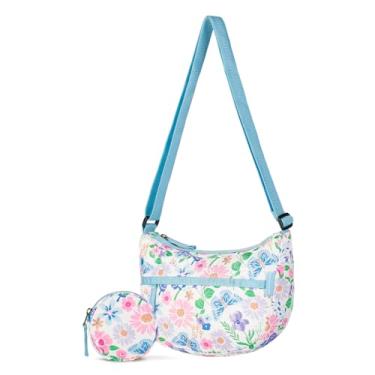 Imagem de Choco Mocha Bolsa transversal para meninas, 4, 5, 6, 7, 8, 9, 10 anos, presente de aniversário e Natal, Flores de borboleta azul