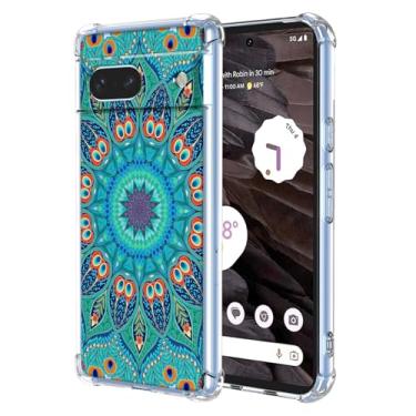 Imagem de WEIOUHR Capa para Pixel 7A Google 7A Transparente Macio TPU Verde Pena Design em Relevo, Resistente a Choques Capa Protetora Leve, para Google Pixel 7A (Verde Pavão)