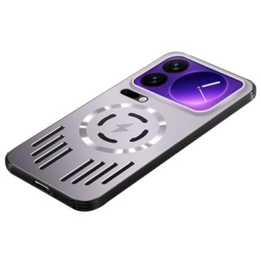 Imagem de FWYANZH Capa magnética para Xiaomi 17 Pro Max/17 Pro/17, capa de proteção de lente completa fina PC resfriamento oco traseiro revestimento de radiação de calor, roxo, 17