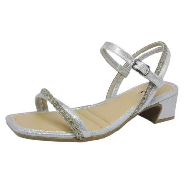 Imagem de Sandália Infantil Menina Salto Baixo Brilho Estilo Pink Cats