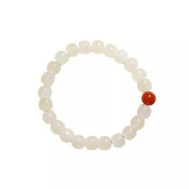 Imagem de Pulseira de jade de nefrite branca natural para mulheres, miçangas de 