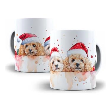 Imagem de Caneca De Natal Poodle – Porcelana 325ml Branca, Estampa Natalina Pet, Presente Criativo para Amantes de Cães