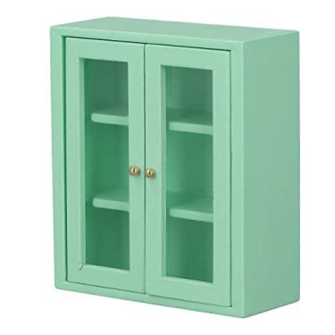 Imagem de Cryfokt Armário de Cozinha para Casa de Bonecas, Móveis Em Miniatura de Bétula Resistente para Cenas de Quarto e Sala de Estar (Verde)