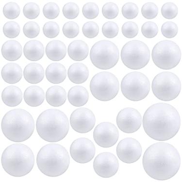 Imagem de Pllieay 48 peças 6 tamanhos bolas de isopor brancas, bolas de espuma de artesanato de poliestireno para arte, artesanato, casa, projetos escolares, decoração de festa