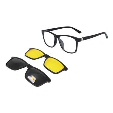 Imagem de Óculos Clipon Sol Armação Masculino Grau Quadrada 3 em 1 Thanos-Feminino