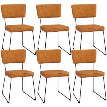 Imagem de Kit 06 Cadeiras Decorativa Estofada Para Sala Base Em Aço Allana L02 Couríssimo Canela - Lyam Decor