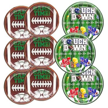 Imagem de Yavxzvbw 96 peças de artigos de festa de futebol, decorações de festa de futebol, pratos de futebol, decorações esportivas, decorações de festa de aniversário, hora de jogo, suprimentos de festa