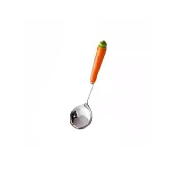 Imagem de Colheres de sopa Colher de cabeça redonda com cabo longo e desenho animado para crianças, aço inoxidável 304(Orange)