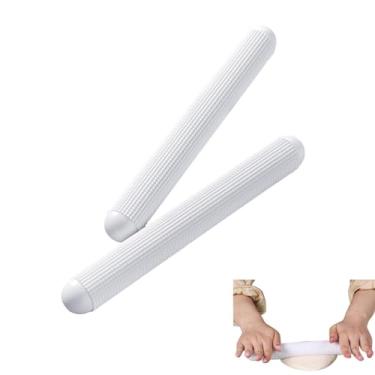 Imagem de NentMent Pacote com 2 rolos de massa de plástico com design texturizado, antiaderente, rolo de massa leve para assar tortas de pizza, biscoitos, pão, pão, pão, pãezinhos, bolo, fondant