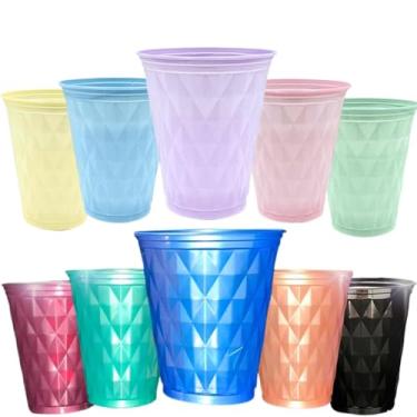 Imagem de Copos Descartáveis Premium 120 Unidades - Copos Perolizado Diamante Azul e Rose Gold para Festas e Eventos(Azul Bebê)
