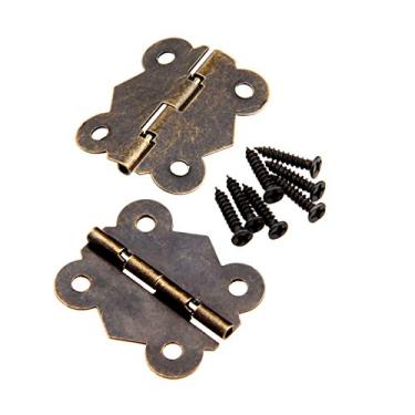 Imagem de 2 pcs 40x34mm Armário de porta de bronze antigo dobradiças de ferro borboleta articulação acessórios para móveis Caixa de madeira dobradiças de móveis YYDFPIIA (Color : Bronze)