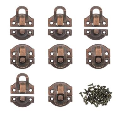 Imagem de PATIKIL Trava de ferrolho retrô de 2,8 cm x 2,8 cm, 8 peças de ferrolho decorativo de ferro retrô, fivela com parafusos para caixa de madeira, gaveta, mala, cobre
