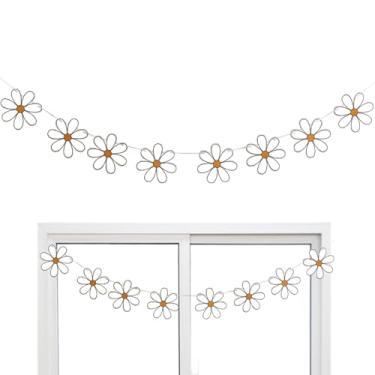 Imagem de Shakven Decorações de banners de flores,Banners de flores de aniversário | Bandeiras de Margarida,Banner colorido de guirlanda para decoração de festa de aniversário, banner de feliz aniversário para