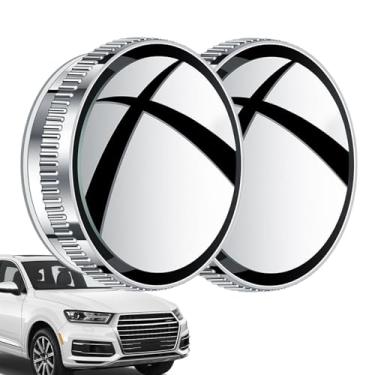 Imagem de Vidro de ponto cego, ponto cego de vidro lateral,Vidro de visão traseira lateral grande angular de carro de 360 graus - 2x ventosa de alta definição que inverte o vidro auxiliar do ponto cego, acess