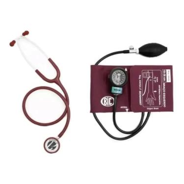 Imagem de Esfigmomanômetro + Estetoscópio BIC Para Estudantes e Profissionais - Kit Academico BIC (Vinho)