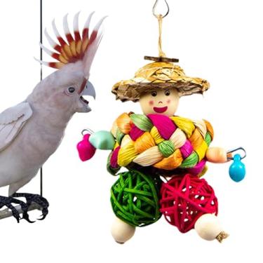 Imagem de Brinquedos Conure | Acessório para mastigar periquito – Brinquedos para mastigar pássaros para papagaios cinzentos africanos, araras, cacatuas, para gaiolas pequenas e médias