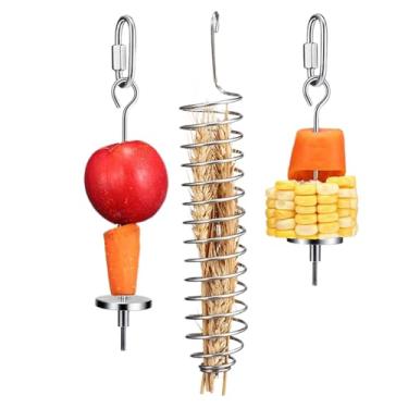 Imagem de Brinquedos de pássaros para periquitos | Suporte de comida para gaiola de pássaros, 3 acessórios de gaiola para animais de estimação, suprimentos de alimentação, garfo de forrageamento para frutas