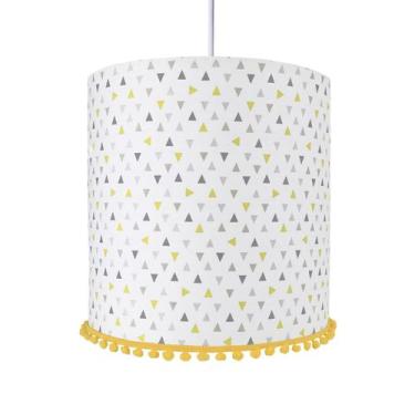 Imagem de Lustre Tubular Pompom Triângulos Amarelos Quarto Infantil - Potinho de