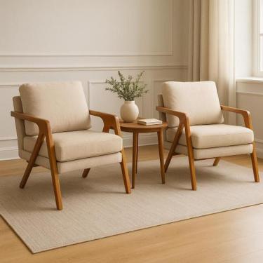 Imagem de Kit 2 Poltronas Decorativa Braço de Madeira Mona - RK Martins