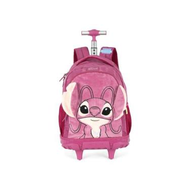 Imagem de Mochila Stitch Rodinhas Pelucia Viagem Disney Meninas Escola, Roxo
