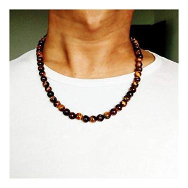 Imagem de Colar masculino 6 mm 8 mm pedra vulcânica preta pedras correntes colar artesanal Collier Dropshipping (cor: pedra vulcânica 60 cm, tamanho: N B19022802 8 mm)