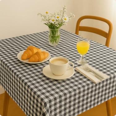 Imagem de Toalha de Mesa Xadrez Retangular Ideal para Casa Apartamento Airbnb 1m x 1,50 (PRETO)