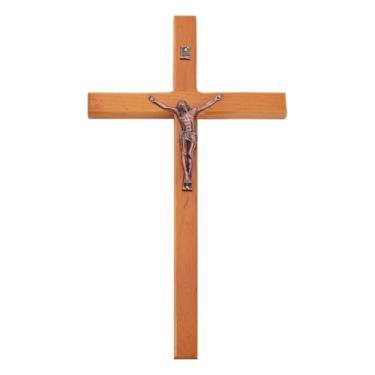Imagem de HOBBIESAY 1 peça crucifixo de 24 cm cruz de parede chocolate cruz de madeira com Jesus crucifixo católico decoração de parede resina de intercessão renascentista em decoração de casa presentes de