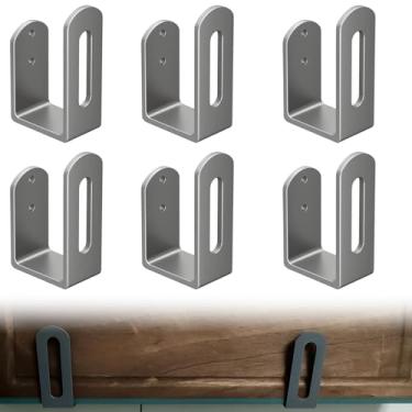 Imagem de ZHLKHIOP Pacote com 6 ganchos sem broca, acabamento metálico, solução de armazenamento de cozinha que economiza espaço, suporte de tábua de corte sob o armário, suporte de tábua de corte para bancada