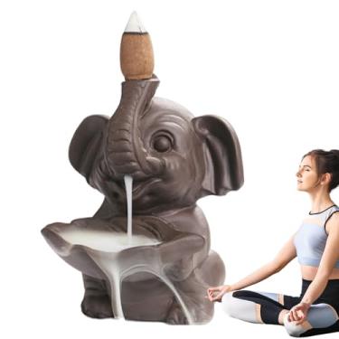 Imagem de Queimador de Incenso de Elefante,Queimador de Incenso em Cachoeira | Suporte de cone de cachoeira de cerâmica bonito,Suporte de incenso de cerâmica, decoração de casa de aromaterapia para meditação de