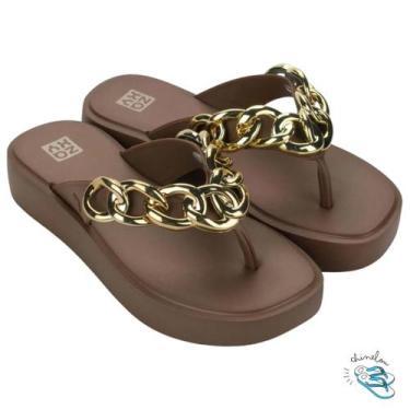 Imagem de Sandalia Chinelo Zaxy Link Feminina Plataforma Detalhe Metalizado Conf