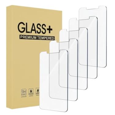 Imagem de Para [pacote com 5] iPhone 16e/13/13 Pro/14 protetor de tela de vidro, capa de vidro temperado 9H, acessórios de filme HD compatíveis para iPhone 16e 13 13Pro 14 6,1 polegadas