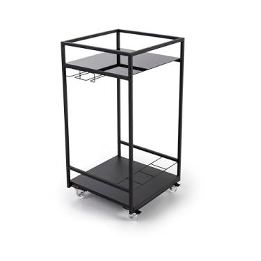 Imagem de Forma Utilidades Carrinho Bar Frame Compacto Aço Madeira e Vidro com Suporte Porta Copos e Rodizios em Gel Dourado