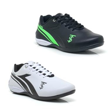 Imagem de 2 Pares Chuteira Futsal Masculina Leve Confortável Resistente Linha Premium (Preto/Verde E Branco/Preto, BR, Adulto, Numérico, 39)