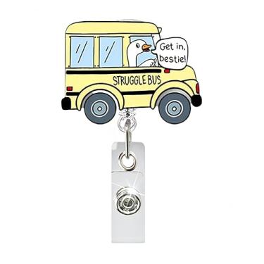 Imagem de bepisof Carretel de crachá de professor, rolo de crachá Silly Goose com clipe de cartão de identificação escalável, fio de nylon durável, adequado para consultórios médicos/presentes/enfermeiras