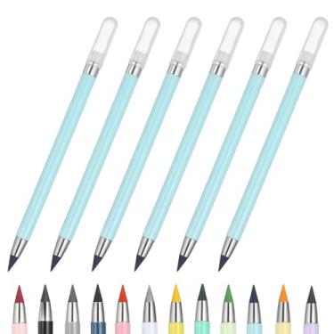 Imagem de PATIKIL Forever Pencil, conjunto de 6 peças de lápis de metal afiados mecânicos fofos para livros de colorir, esboço, desenho, escrita, arte, iniciante, marcador azul