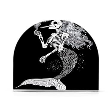 Imagem de Wassud Porta-guardanapos acrílico sereia esqueleto, dispensador de guardanapo de papel moderno em forma de U para mesa, cozinha, sala de jantar, bancada 1 peça (comporta 50-60 guardanapos)