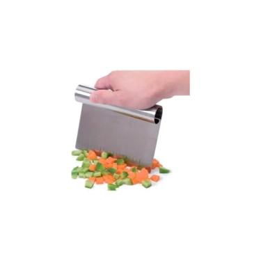 Imagem de Espátula e Raspador Retangular Profissional, Aço Inox, 15cm x 11,5cm, 110g, com Marcação em Centímetros