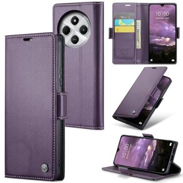 Imagem de Rerzoiro Capa de telefone para Xiaomi Redmi 14C, capa de couro PU premium dobrável [RFID Blocker] bolso ímã slot para cartão capa flip capa protetora para redmi 14C, roxo